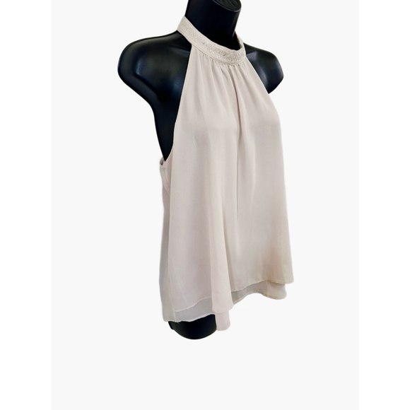 Forever 21 Beaded Halter Cream Blouse Relaxed Fit Small Top - Picture 7 of 10